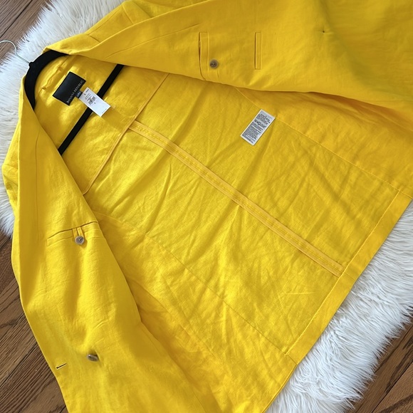 Banana Republic Linen Yellow Double-Breasted Women's Blazer - Picture 8 of 9